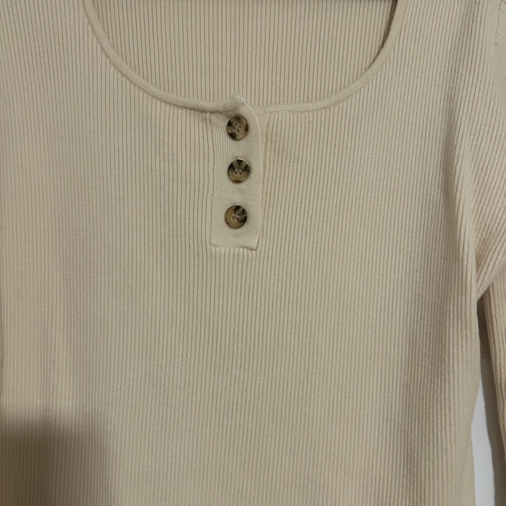 Pink Lily Cream Ribbed Top - Picture 4 of 10